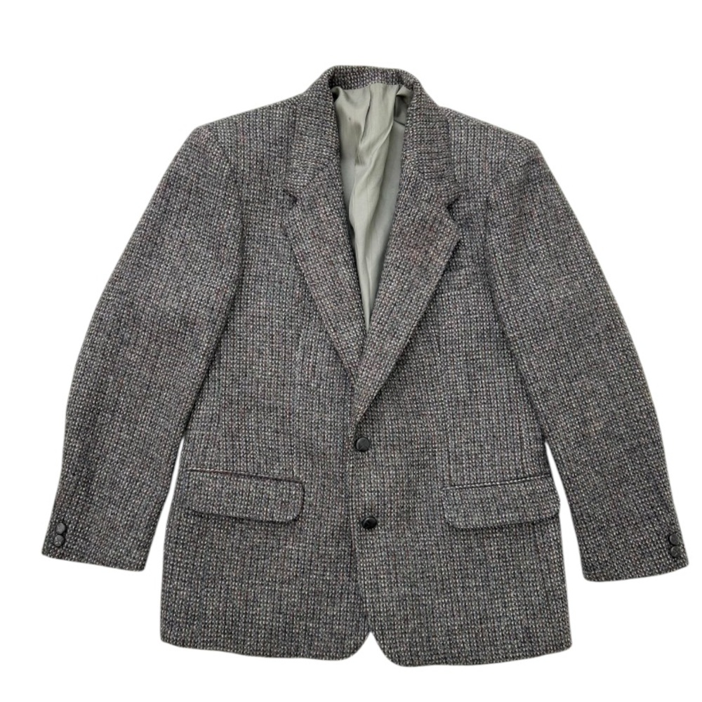 Men's Gray Tweed Blazer - Classic Two-Button Sport Coat